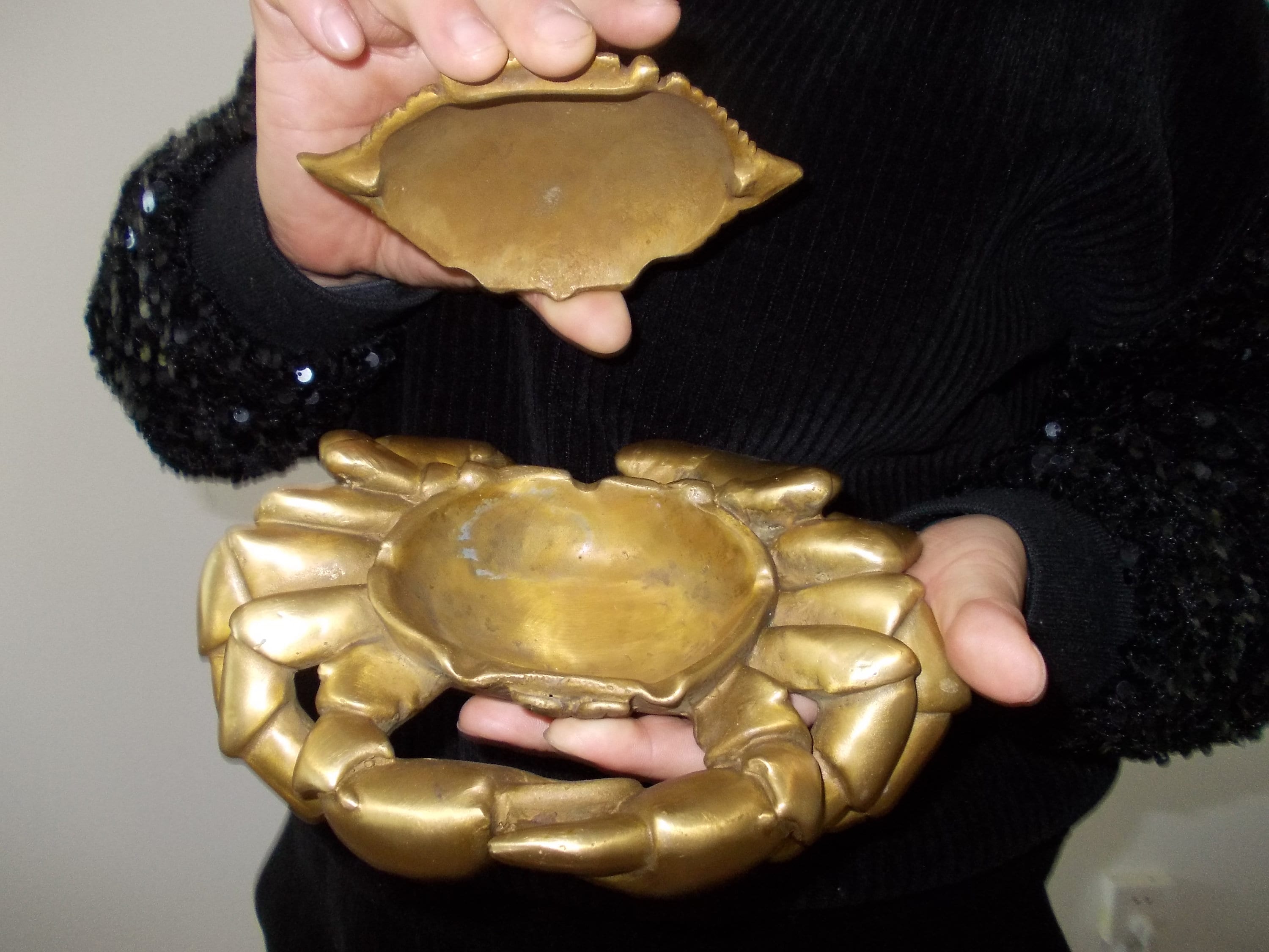 真鍮製 蟹 昭和レトロ カニ 灰皿 - 香炉 置物 工芸品 ヴィンテージ
