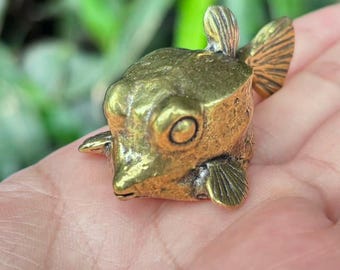 Statuetta di pesce in ottone unica, piccolo animale retrò, pesce portafortuna regalo di Natale/inaugurazione casa, da inviare agli amici, decorazione per animali domestici in rame