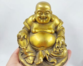 金メッキ銅製、笑う弥勒菩薩像、仏教寺院装飾菩薩像、チベットの笑う