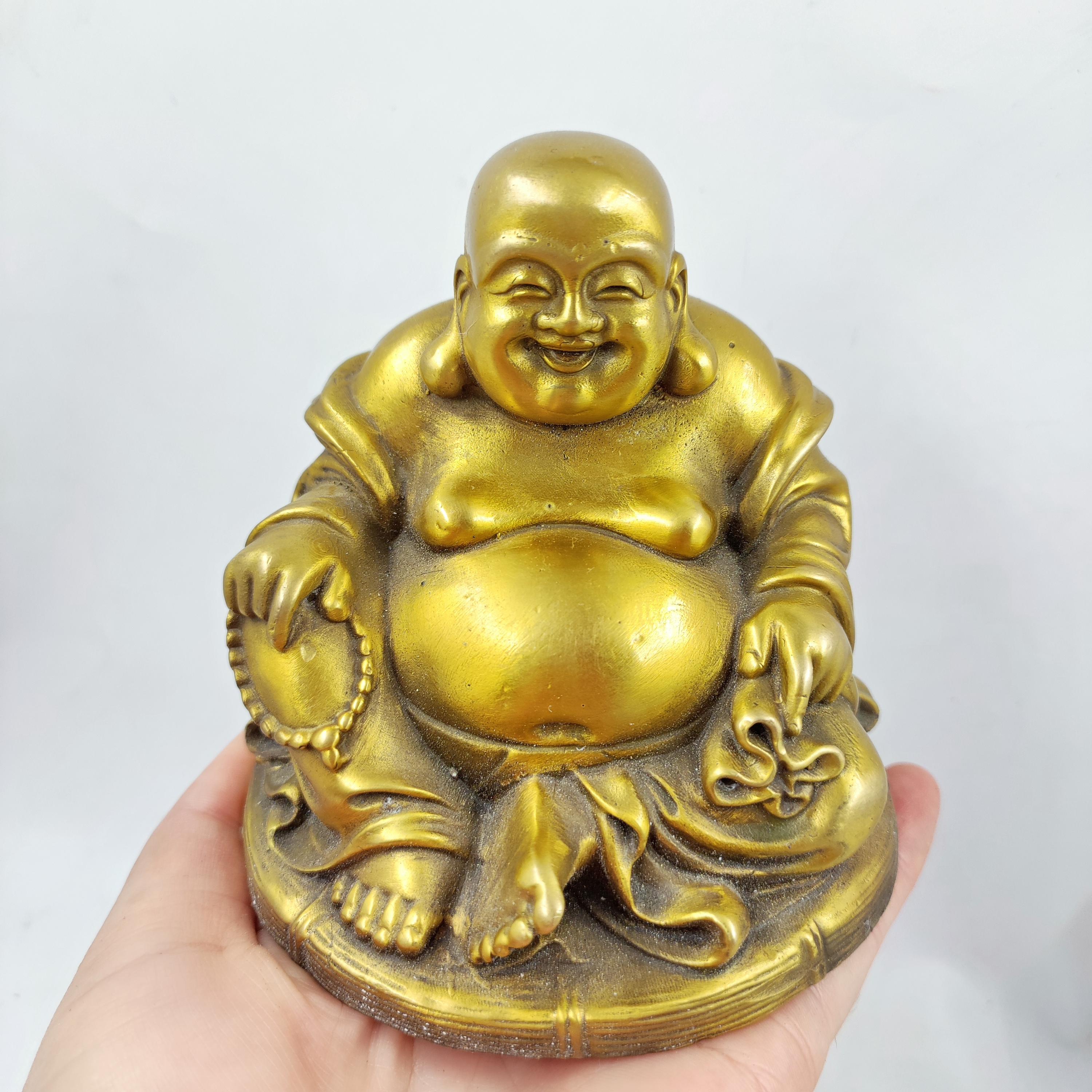 金メッキ銅製、笑う弥勒菩薩像、仏教寺院装飾菩薩像、チベットの笑う