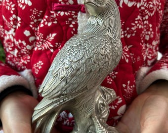 Eagle Statue Sculpture White Copper Casted Figurine Home Office Living Room Desktop Display Decor Bald Bird Hawk Owl Outdoor Garden Decor