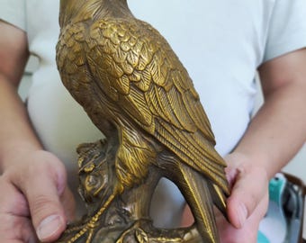 Eagle Statue Sculpture Brass Casted Figurine Home Office Living Room Desktop Display Decorative Bald Bird Hawk Owl Outdoor Garden Decor f150