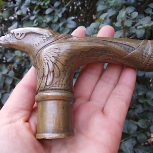 Antique Brass Eagle Design Head Handle Only For Wooden Walking Stick Cane walking stick Cast Iron Decorative Fence Tip Toppers Cane Head f71