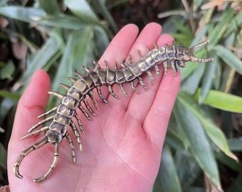Antique Brass Centipede Dragon King Figurine Vintage Curio Collectible