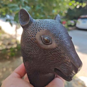 Fengshui 12 Zodiac Copper Mouse head statue Old Chinese Bronze mouse Beast Bust Sculpture Decor Ornaments for Wealth and Success unique AA01