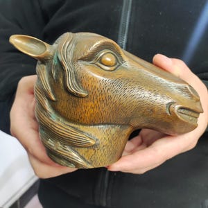 Unique Fengshui 12 Zodiac Brass Horse head statue Old Chinese Copper Horse Beast Bust Sculpture Decor Ornaments for Wealth and Success