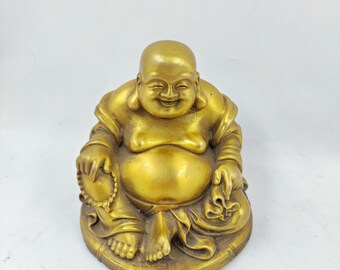 金メッキ銅製、笑う弥勒菩薩像、仏教寺院装飾菩薩像、チベットの笑う