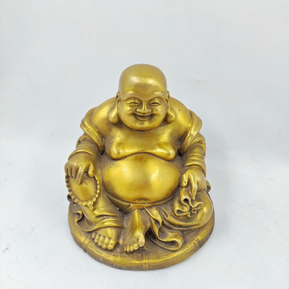 金メッキ銅製、笑う弥勒菩薩像、仏教寺院装飾菩薩像、チベットの笑う