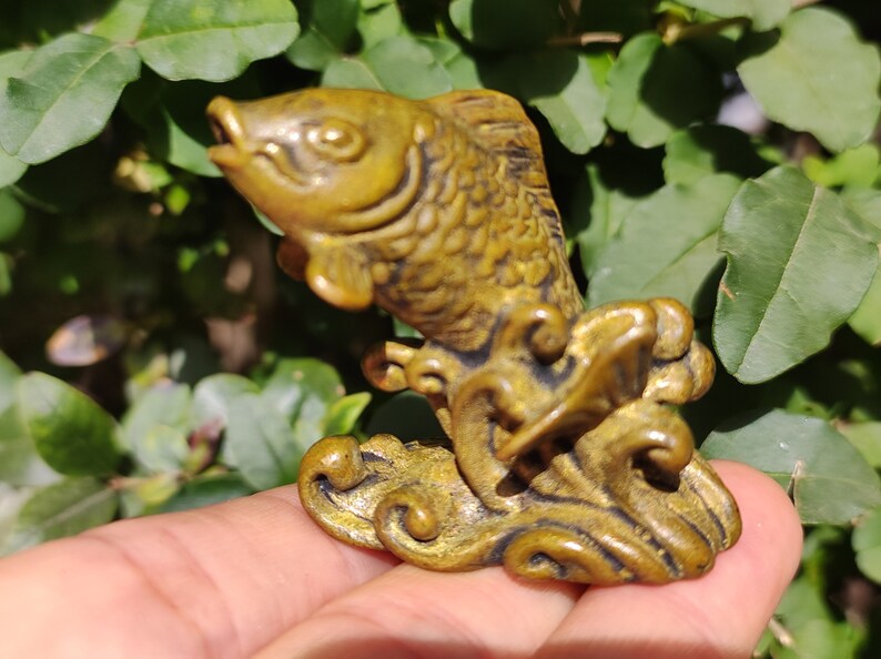 Red Copper Carp Fsih Jumping Out of the Water, Feng Shui Fish Statue ...