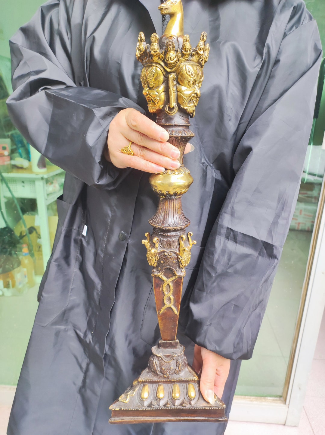 13& OLD CHINESE Pure Copper Feng Shui Vajra Buddha Statue Sculpture