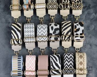 Leather Bag Strap Gold, Bag Strap, Valentine&#39;s Day Gift, Patterned Shoulder Strap, Crossbody Strap, Fabric Bag Strap, Change Strap
