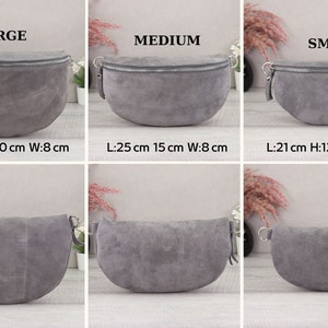 Suede bag for women with patterned straps, suede bum bag women, suede shoulder bag, crossbody bag suede image 2