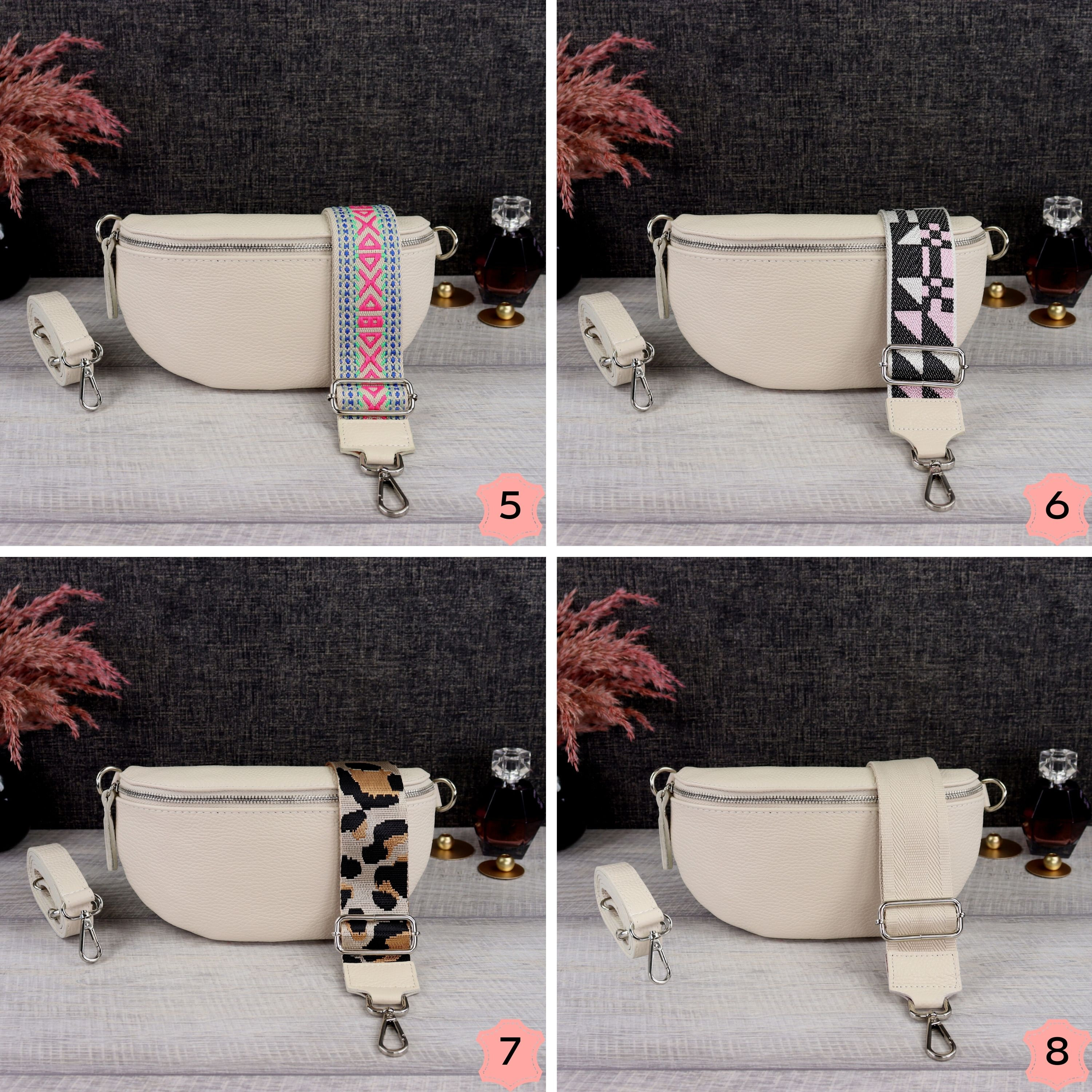 Crossbody Bag Leather With Leather Belt and Patterned Belt