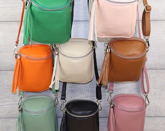 Petit sac à bandoulière en cuir pour femmes, sac à bandoulière en cuir avec porte-monnaie, sac crossbody pour téléphone portable, cadeau maman, sac de tous les jours