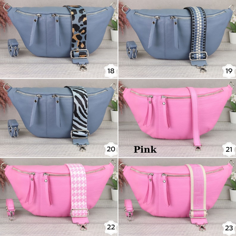 Bauchtasche Leder für Frauen mit Breiter Gurt, Leder Umhängetasche Damen mit extra Gurt, Crossbody Bag Damen Groß, Geschenk zum Muttertag Bild 6