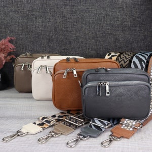 Crossbody Bag Damen Leder Klein mit Breiter Gurt, Umhängetasche Damen Kleine, Moderne Taschen mit Breitem Schultergurt, Geschenke für Sie