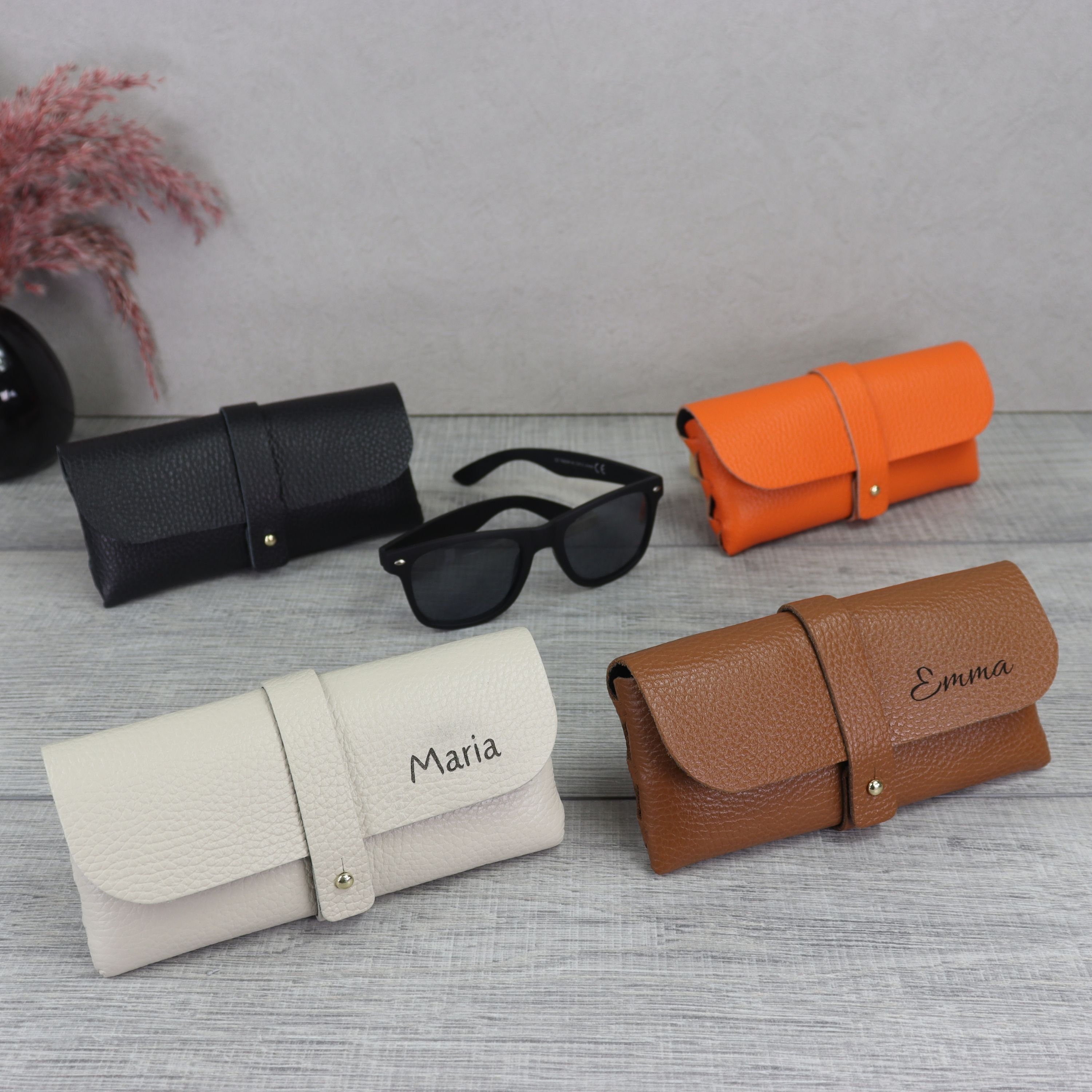Personalized Glasses Case With Initials & Name, Leather Glasses