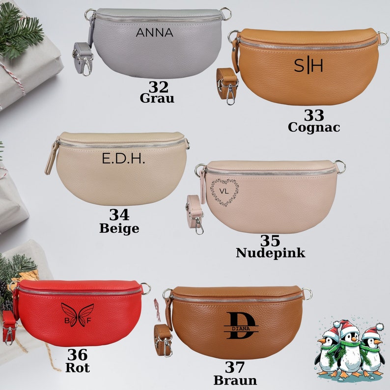 Personalisierte Weihnachts Geschenke Frauen, Personalisierte Leder Taschen Damen, Bauchtasche, Handytasche, Umhängetasche, Crossbody Tasche zdjęcie 9