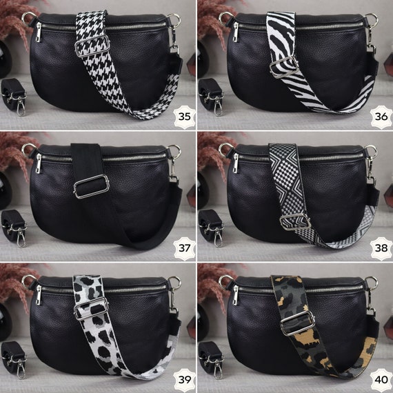Elegante borsa in pelle pressata laccata nera MIRAMAR