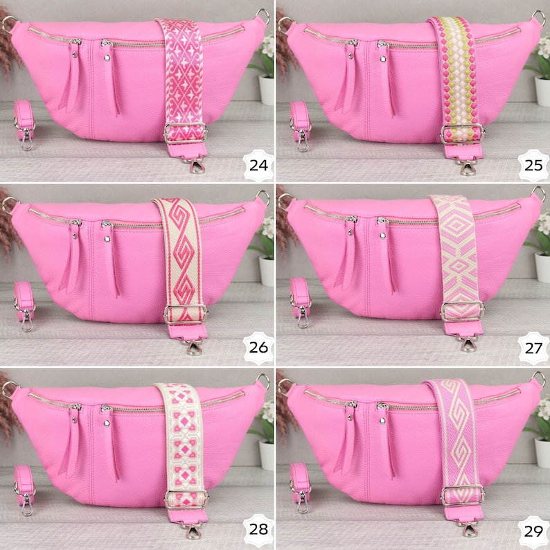 Bauchtasche Leder für Frauen mit Breiter Gurt, Leder Umhängetasche Damen mit extra Gurt, Crossbody Bag Damen Groß, Geschenk zum Muttertag Bild 7