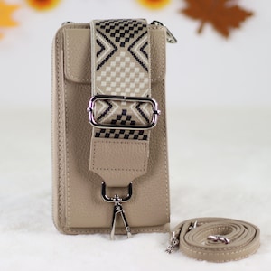 iPhone 16 Handyhülle, Handytasche mit Portemonnaie, Umhängetasche Leder Geldbörse, Gürteltasche mit Optional Gemustertem Riemen
