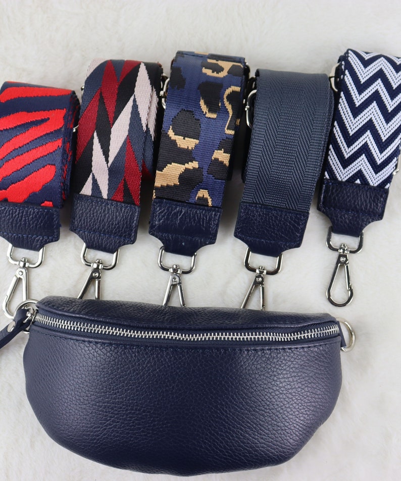 Taschengurt Navy, Leder Taschengurt, Valentinstag, Gemusterten Schultergurt, Umhängegurt, Stoff Bag Strap, Wechseln Gurt zdjęcie 9