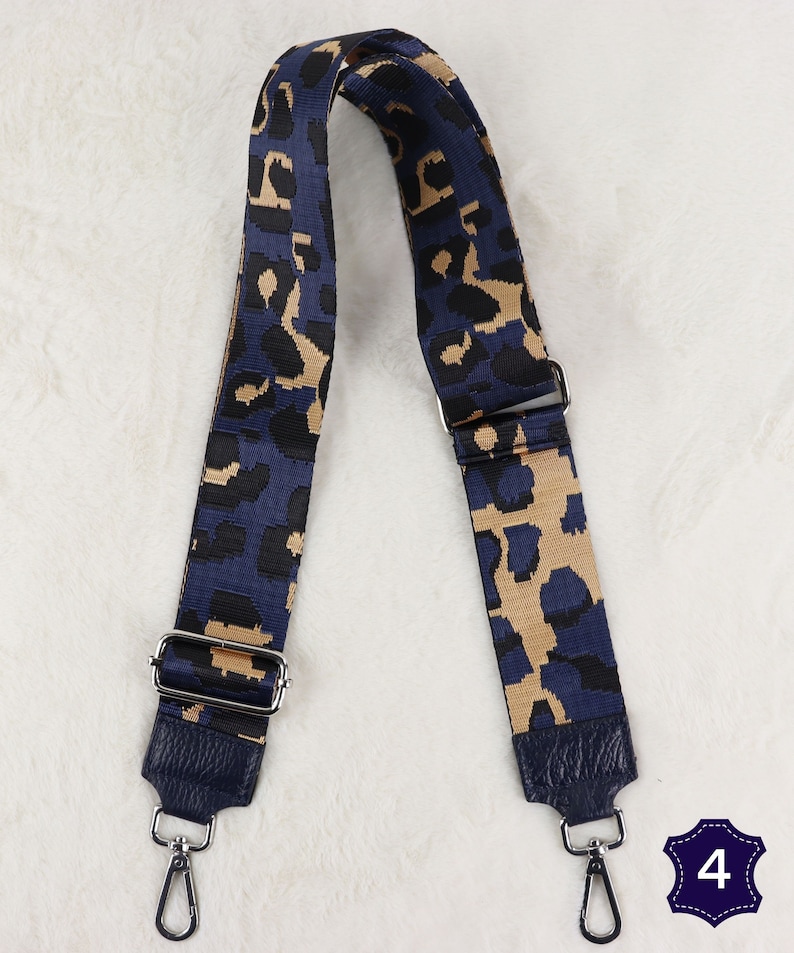 Taschengurt Navy, Leder Taschengurt, Valentinstag, Gemusterten Schultergurt, Umhängegurt, Stoff Bag Strap, Wechseln Gurt Navy (Silber)-4