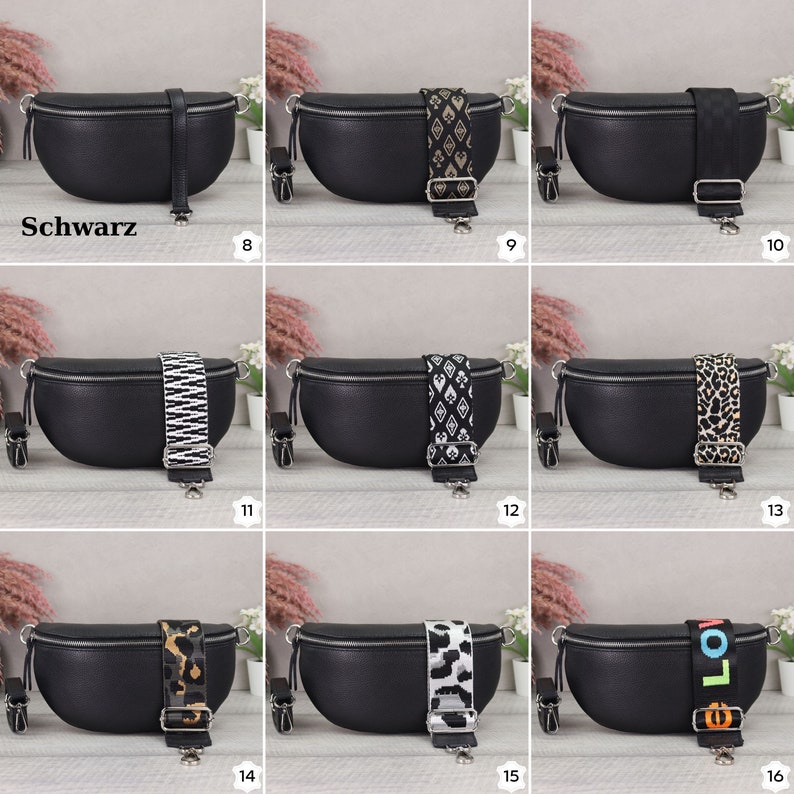 Leren heuptasje voor dames, schoudertas van echt leer, kerstcadeau, crossbodytas, heuptasje met riem met patroon afbeelding 4