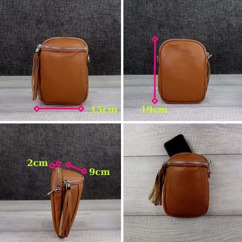 Petit sac à bandoulière en cuir pour femmes, sac à bandoulière en cuir avec porte-monnaie, sac crossbody pour téléphone portable, cadeau maman, sac de tous les jours image 3