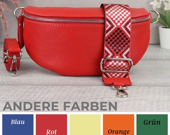 Schoudertas van echt leer, buiktas leer nappaleer, crossbody tas leer met brede riem, cadeau voor Moederdag, dames heuptas