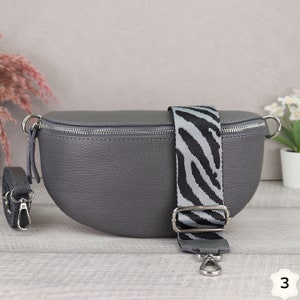 Crossbody Tasche Dunkelgrau für Frauen, Umhängetasche mit Breitem Gurt, Bauchtasche Leder Damen, Gürteltasche aus Leder, Geschenk für sie Dunkelgrau-3