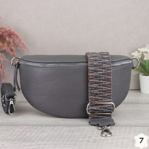 Crossbody Tasche Dunkelgrau für Frauen, Umhängetasche mit Breitem Gurt, Bauchtasche Leder Damen, Gürteltasche aus Leder, Geschenk für sie Dunkelgrau-7