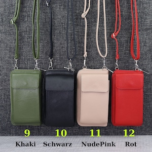 Mobiele telefoon tas met portemonnee om rond te hangen damesleer, portemonnee schoudertas met leer, crossbody tas echt leer, cadeau voor haar afbeelding 6