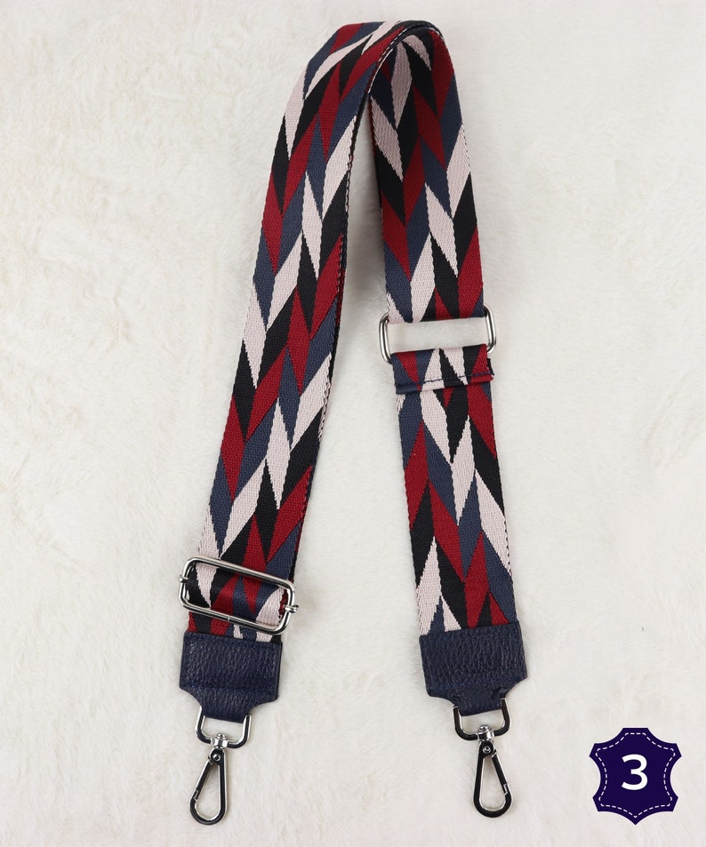 Taschengurt Navy, Leder Taschengurt, Valentinstag, Gemusterten Schultergurt, Umhängegurt, Stoff Bag Strap, Wechseln Gurt Navy (Silber)-3