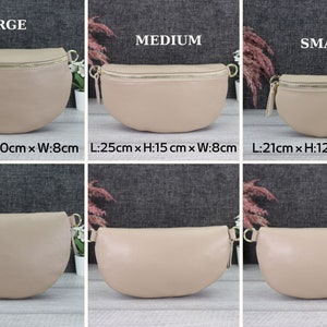 Bauchtasche Leder mit Goldener Reißverschluss für Frauen, Crossbody Tasche Damen Gold, Gürteltasche Damen für Damen Bild 2