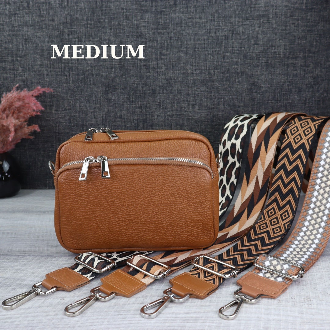 Shoulder Bag Women Medium Leather Brown With Wide Belt