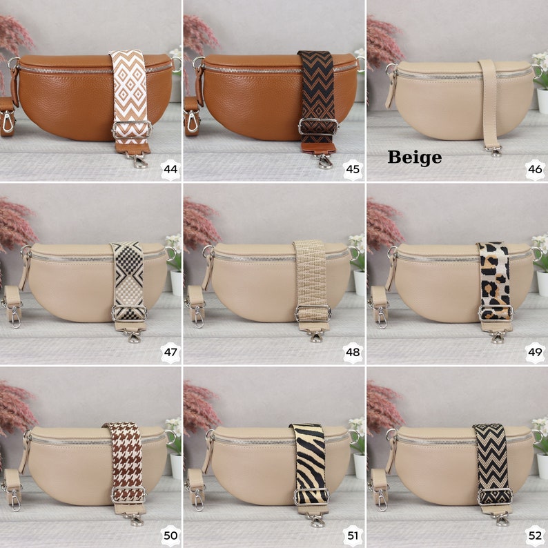 Leren heuptasje voor dames, schoudertas van echt leer, kerstcadeau, crossbodytas, heuptasje met riem met patroon afbeelding 8