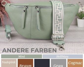 Umhängetasche Damen Leder Große mit Breitem Gurt, Bauchtasche Groß, Moderne Taschen mit Breitem Schultergurt, Geschenk zum Valentinstag