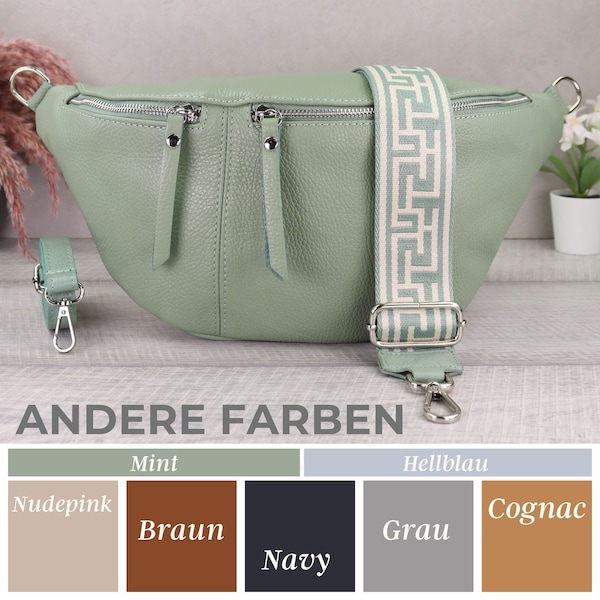 Umhängetasche Damen Leder Große mit Breitem Gurt, Bauchtasche Groß, Moderne Taschen mit Breitem Schultergurt, Geschenk zum Valentinstag