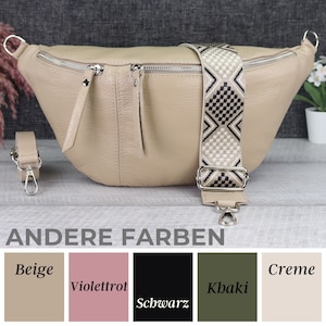Leder Umhängetasche Damen mit extra Gurt, Crossbody Tasche, Bauchtasche Leder für Frauen mit Breitem Schultergurt, Geschenk zum Valentinstag