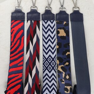 Taschengurt Navy, Leder Taschengurt, Valentinstag, Gemusterten Schultergurt, Umhängegurt, Stoff Bag Strap, Wechseln Gurt zdjęcie 10