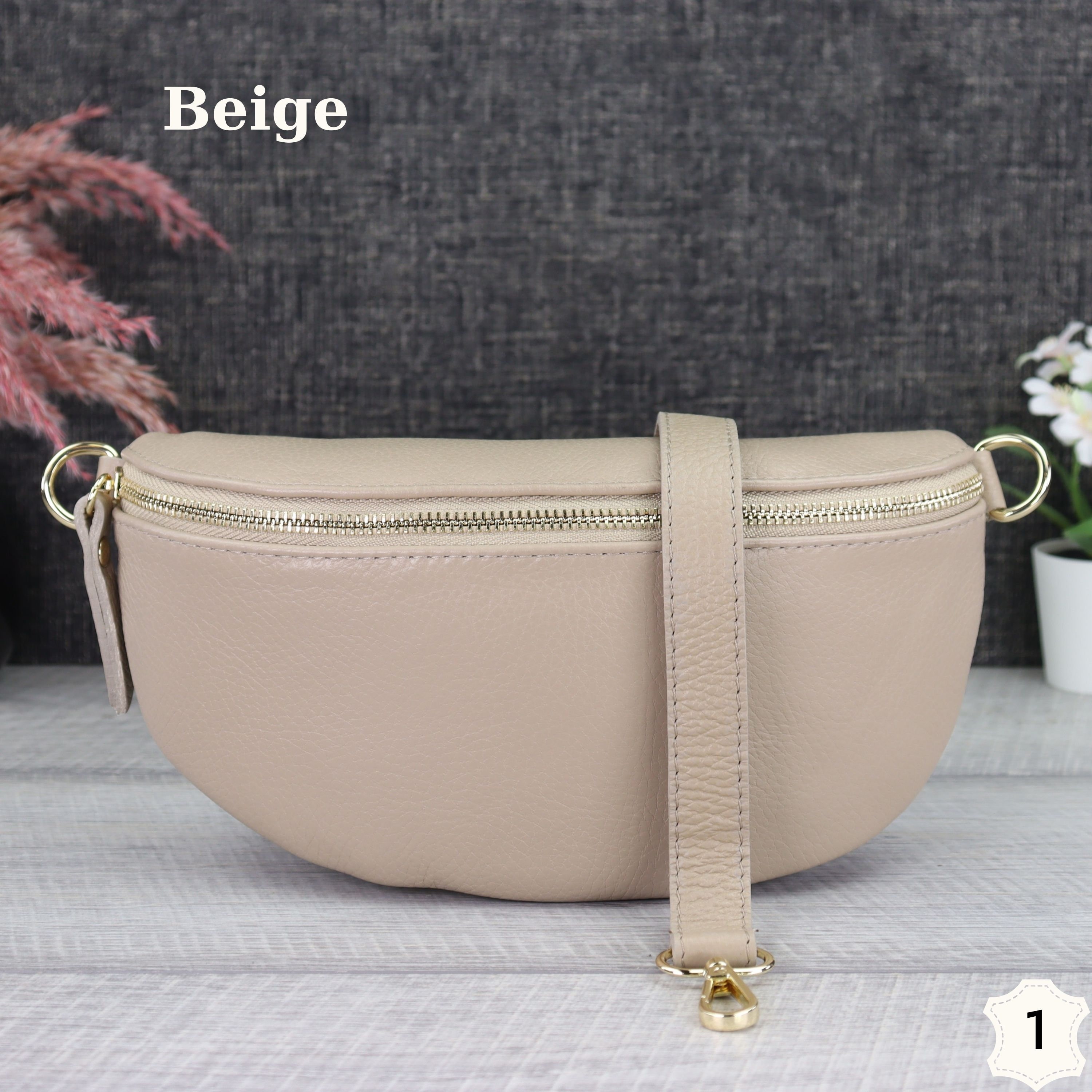 Blade Gouden heuptas voor dames, echt leer, stijlvolle heuptas voor dames, met 2 patronen en leer, afneembare en verstelbare brede riemen, crossbody