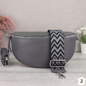 Crossbody Tasche Dunkelgrau für Frauen, Umhängetasche mit Breitem Gurt, Bauchtasche Leder Damen, Gürteltasche aus Leder, Geschenk für sie Dunkelgrau-2