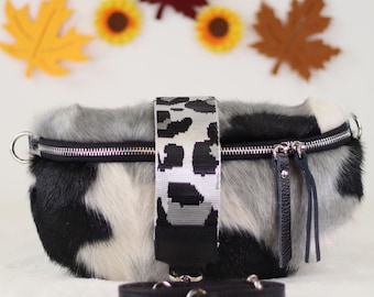 Plush and Leopard Pattern Bum Bag for Women, Valentine's Day, Belt