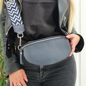 Tasriem Marine, Leren tasriem, Valentijnsdag, Schouderriem met patroon, Crossbody riem, Stoffen tasriem, Wisselriem afbeelding 2