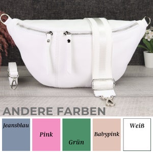 Bauchtasche Leder für Frauen mit Breiter Gurt, Leder Umhängetasche Damen mit extra Gurt, Crossbody Bag Damen Groß, Geschenk zum Valentinstag
