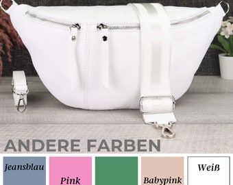 Bauchtasche Leder für Frauen mit Breiter Gurt, Leder Umhängetasche Damen mit extra Gurt, Crossbody Bag Damen Groß, Geschenk zum Muttertag