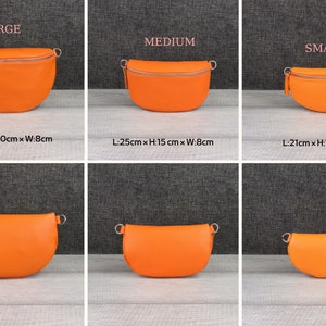 Hüfttasche Damen Leder Orange mit Breiter Gurt, Bauchtasche Leder für Frauen, Stylisch Umhängetasche aus Leder Damen, Geschenk für Sie Bild 3