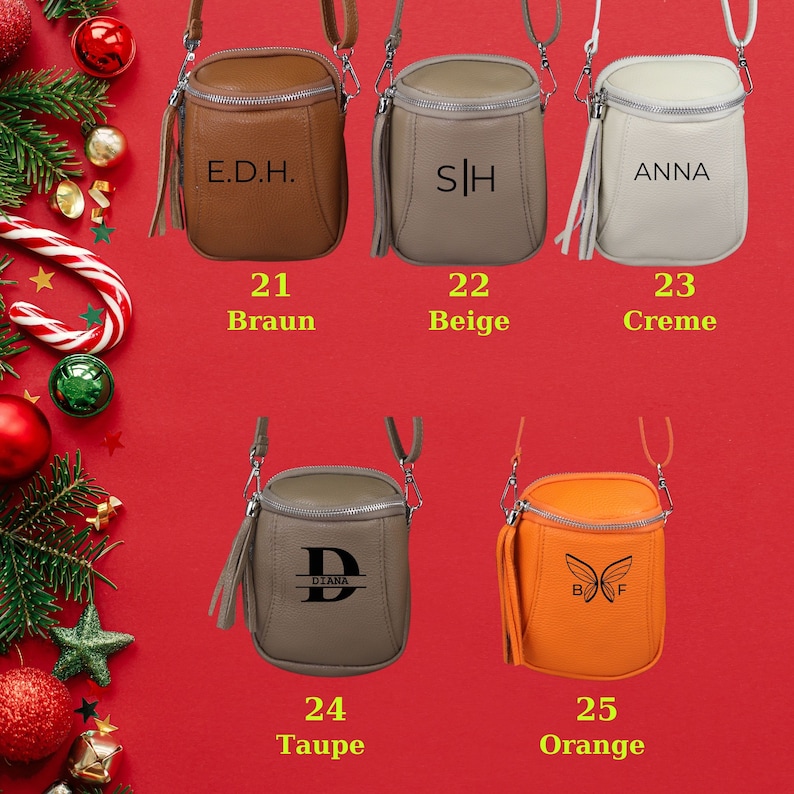 Personalisierte Weihnachts Geschenke Frauen, Personalisierte Leder Taschen Damen, Bauchtasche, Handytasche, Umhängetasche, Crossbody Tasche zdjęcie 7