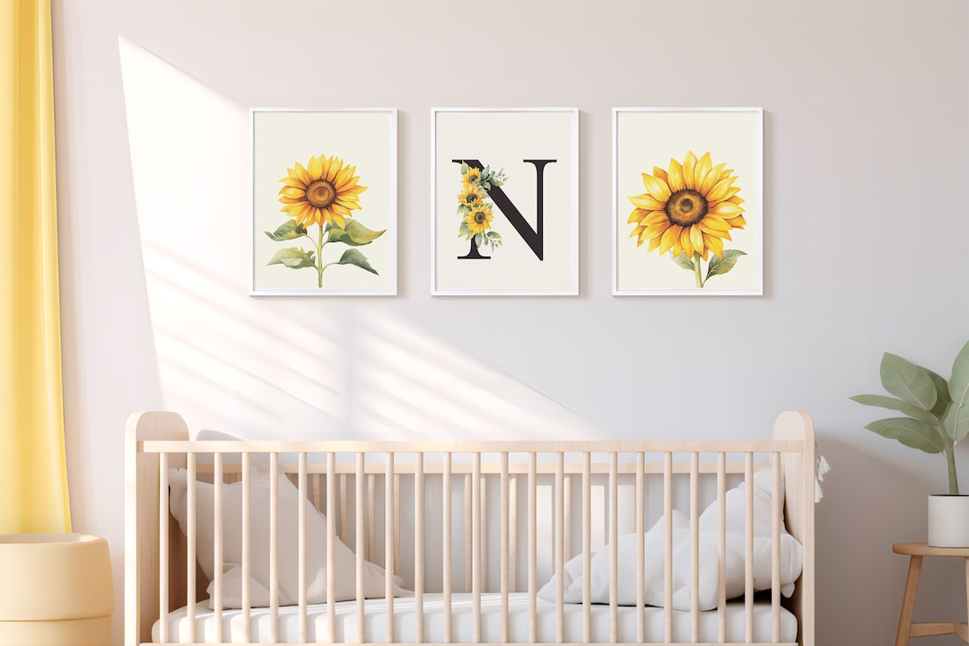 Sunflower Nursery Theme, Baby Girl Room Decor, Yellow Sunshine Nursery